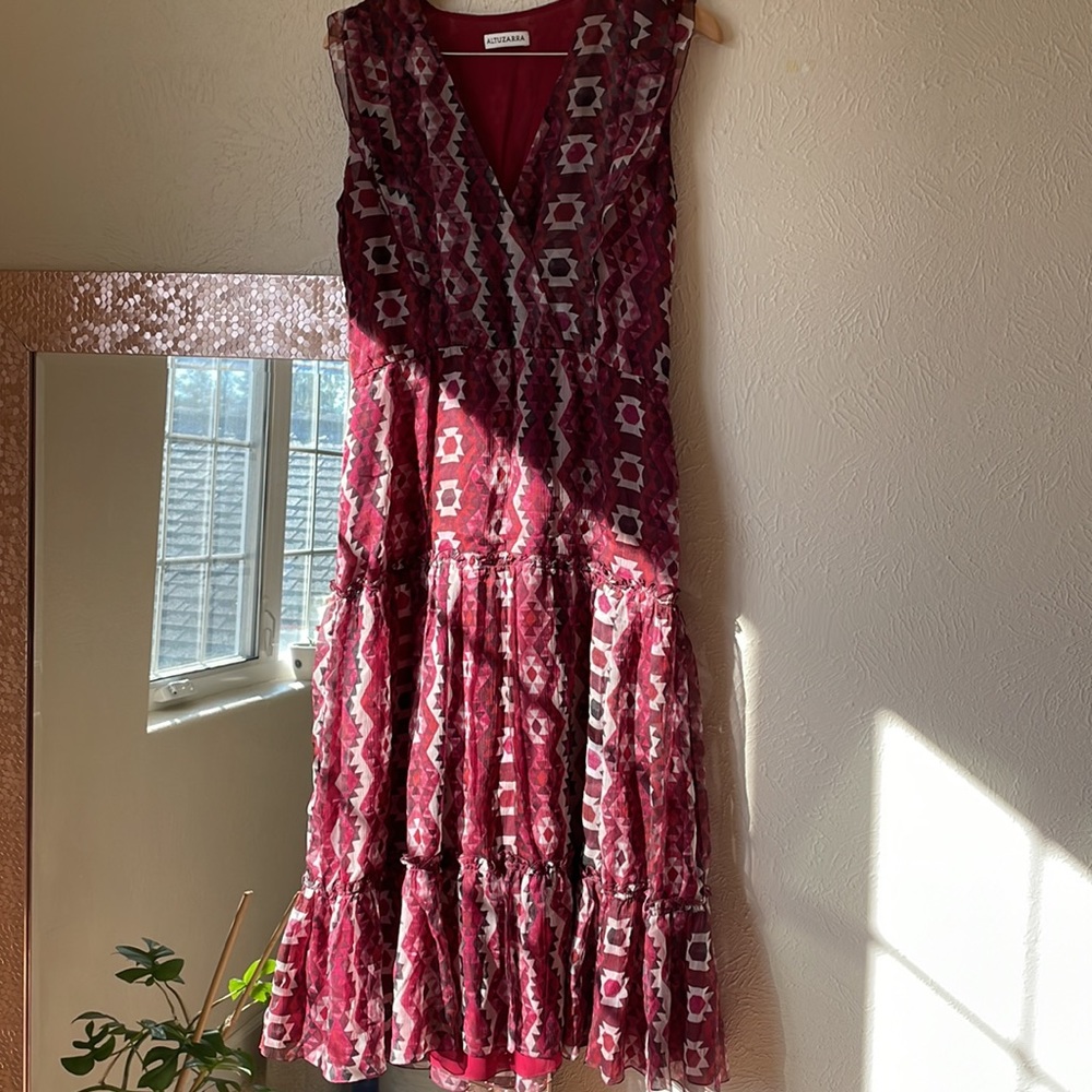 Altuzarra stunning silk crepon v-neck tiered midi dress